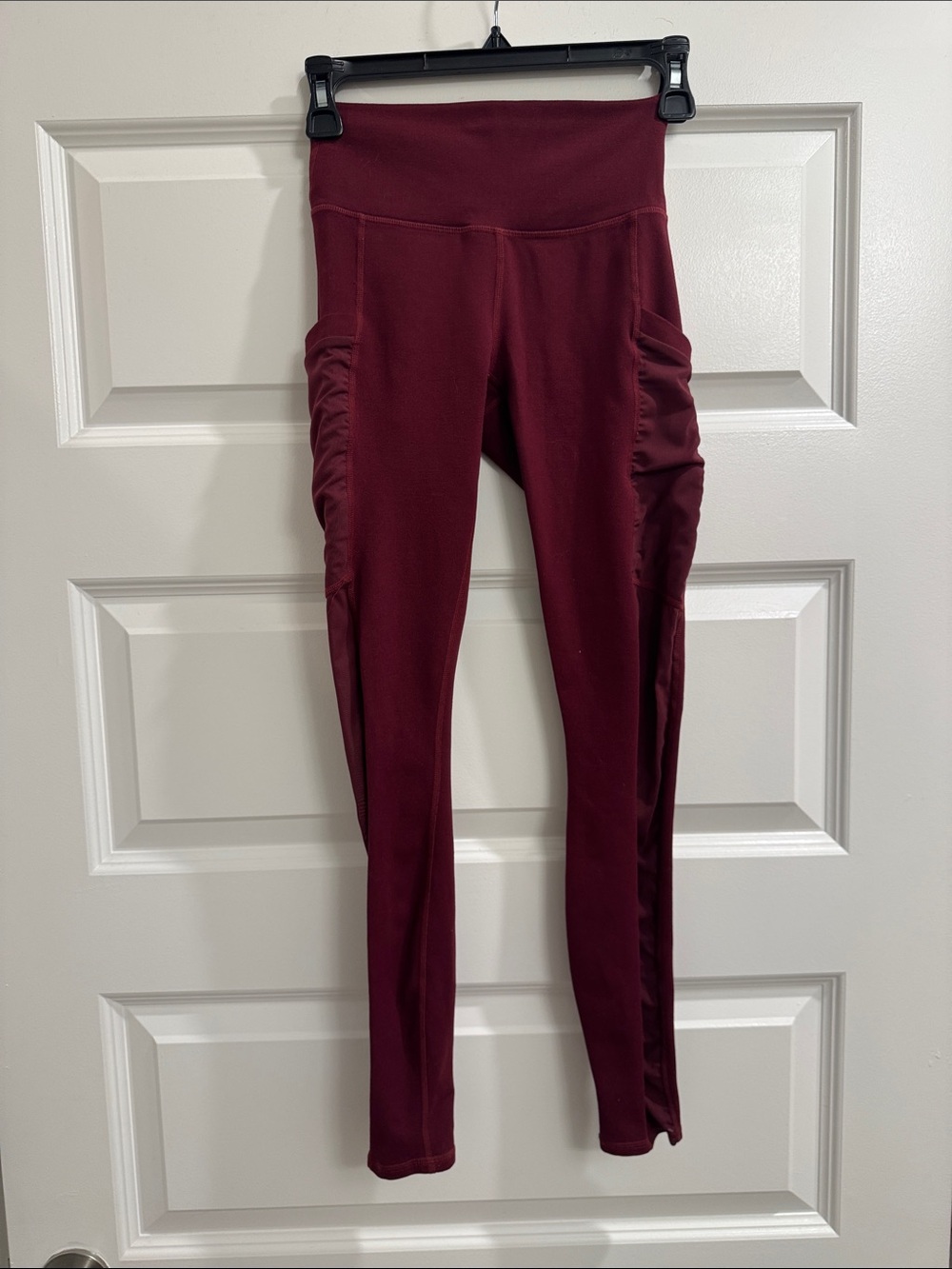 Fabletics power hold Burgundy Ruched Side Leggings